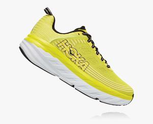 Hoka One One Men's Bondi 6 Recovery Shoes Yellow/White Canada Sale [FQBTE-5128]